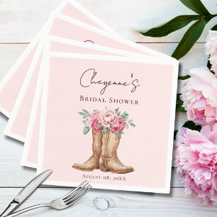 Elegant Pink Floral Cowgirl Bridal Shower  Napkins