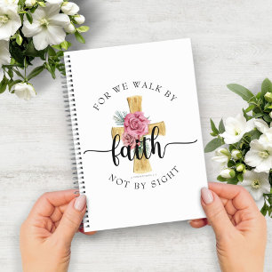 Elegant Pink Floral Cross  Notebook