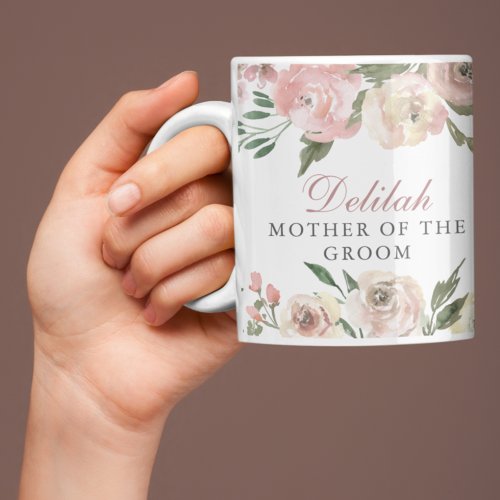Elegant Pink Floral Custom Mother of the Groom Coffee Mug