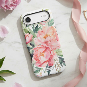 Elegant Pink Floral Custom Name iPhone 17 Air Case