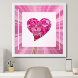 Elegant Pink Floral Cute Heart & Tiered Framing Framed Art