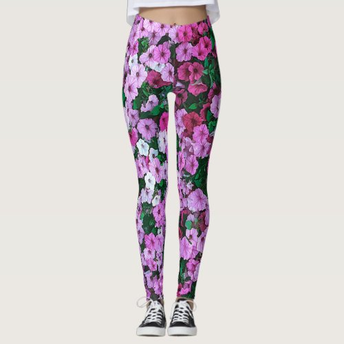 Elegant Pink Floral Daisies Acrylic Artwork  Leggings