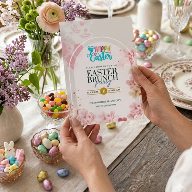 Elegant Pink Floral Easter Brunch | Spring Garden Invitation (Creator Uploaded)
