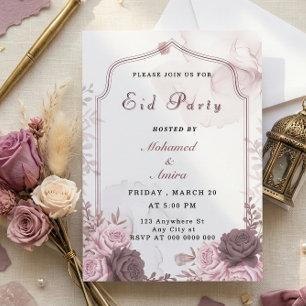 Elegant Pink Floral Eid Party Invitation