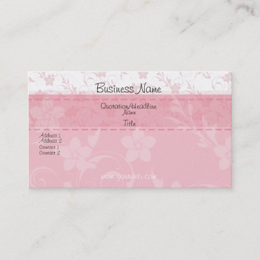 Customizable Elegant  Pink  Floral Feminine Business Card