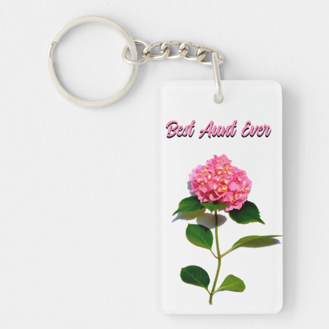 Elegant pink floral flower hydrangea best Aunt  Keychain (Front)