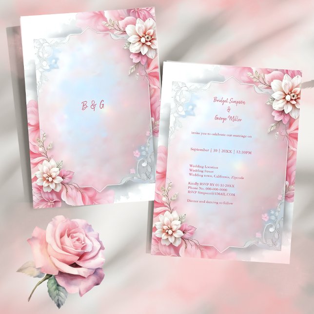 Elegant Pink Floral Frame Soft Pastel Glow wedding (Creator Uploaded)