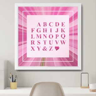Elegant Pink Floral Framing, Alphabet & Heart Framed Art