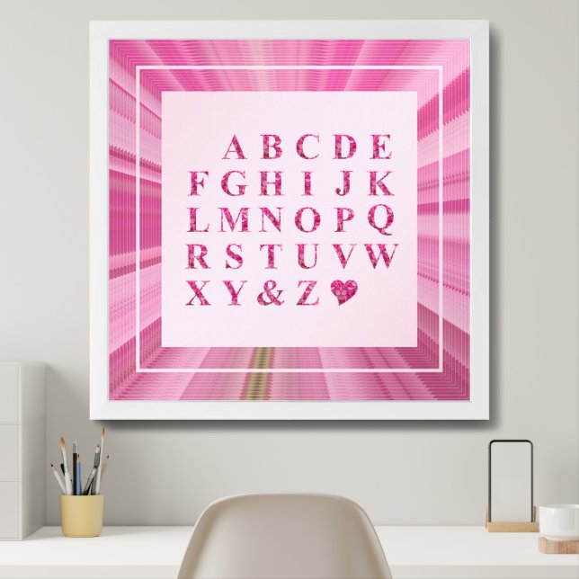 Elegant Pink Floral Framing, Alphabet & Heart Framed Art (Home Office)