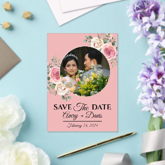 Elegant Pink Floral Fully Editable Save the Date