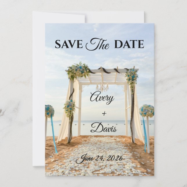 Elegant Pink Floral Fully Editable Save the Date Invitation (Front)