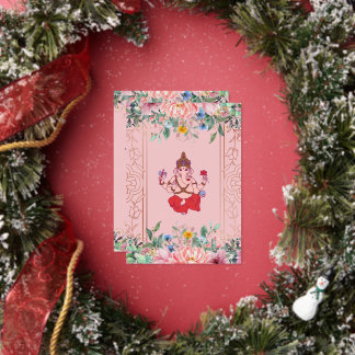 Elegant Pink Floral Ganesh Indian Wedding Foil Invitation