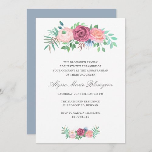 Elegant Pink Floral Garland Girl Annaprashan Invitation