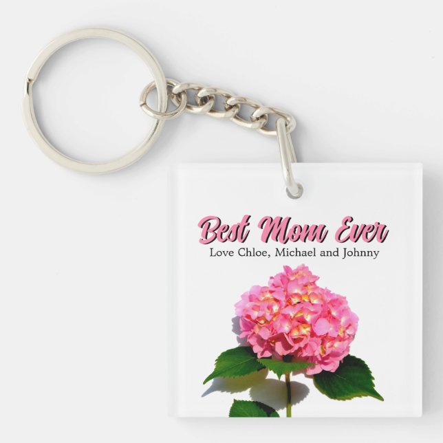 Elegant pink floral gift for mom keychain (Front)