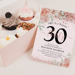 Elegant Pink Floral & Glitter 30th Birthday Party Invitation<br><div class="desc">Make a statement with our chic and girly 30th birthday party invitation. Draped in pastel pink watercolor florals, succulent greenery, and glistening rose gold glitter, it encapsulates sheer elegance. The template comes with a surprise element, making the moment even more special. Plus, all text is easily customizable, accommodating personal touches...</div>