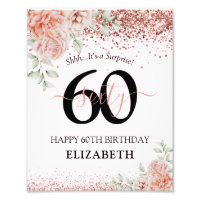 Elegant Pink Floral & Glitter 60th Birthday Party