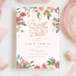 Elegant Pink Floral Gold Bridal Shower Brunch Invitation<br><div class="desc">Elegant Blush Pink Floral Bridal Shower Brunch Invitation</div>