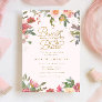 Elegant Pink Floral Gold Bridal Shower Brunch Invitation