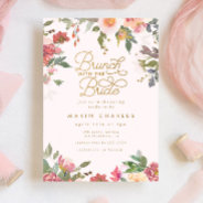 Elegant Pink Floral Gold Bridal Shower Brunch Invitation at Zazzle