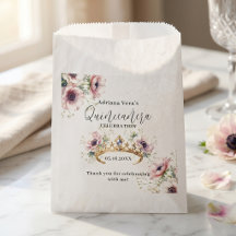 Elegant Pink Floral Gold Tiara Quinceañera Favor