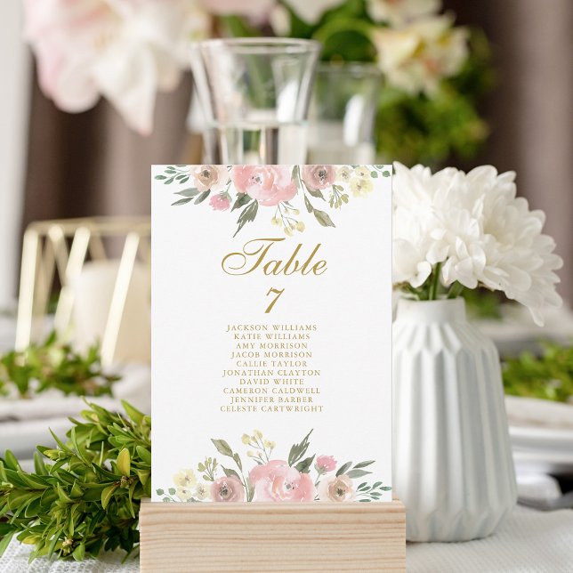 Elegant Pink Floral Gold Wedding Seating Chart (Creator Uploaded)