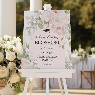 Elegant Pink Floral Graduation Party Foam Board