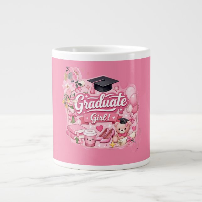 Elegant Pink Floral Graduation Party mug (Front)
