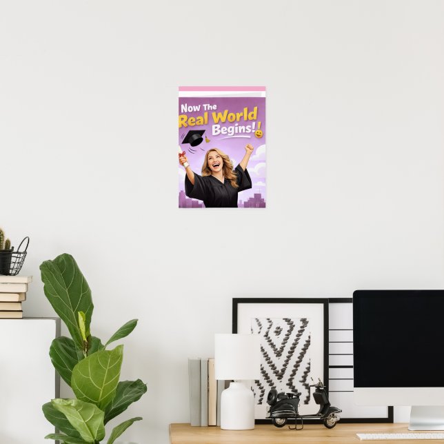 Elegant Pink Floral Graduation Party poster (Home Office)