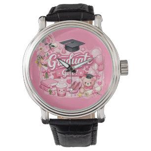 Elegant Pink Floral Graduation Party watch