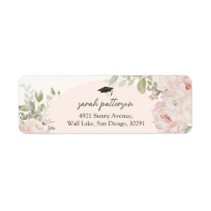 Elegant Pink Floral Graduation Retrun Address Label