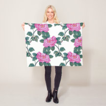 Elegant Pink Floral Green Vines Pattern |