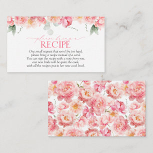 Elegant Pink Floral Greenery Please Bring A Recipe Enclosure Card