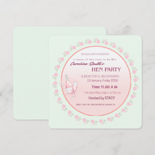 Elegant Pink Floral Hen Party Invitation – Feminin