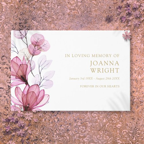 Elegant Pink Floral In Loving Memory Funeral