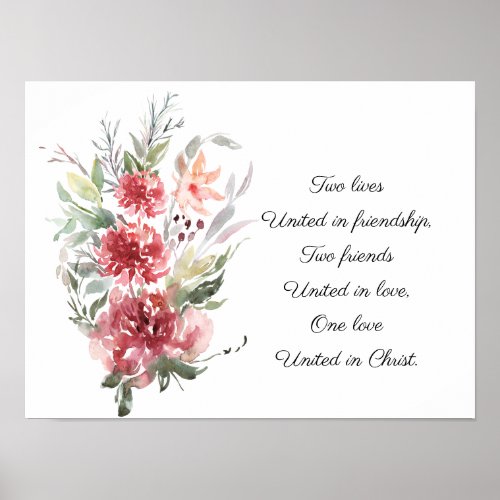 Elegant Pink Floral Inspirational Quote Wedding Poster