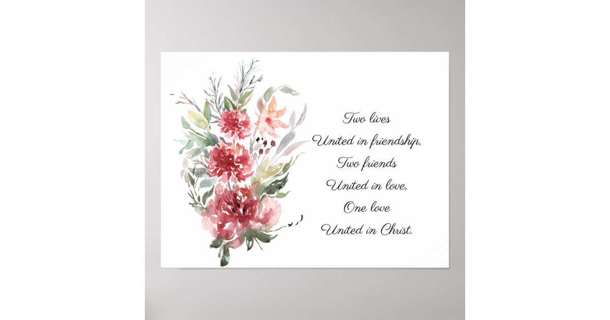 Elegant Pink Floral Inspirational Quote Wedding Poster | Zazzle
