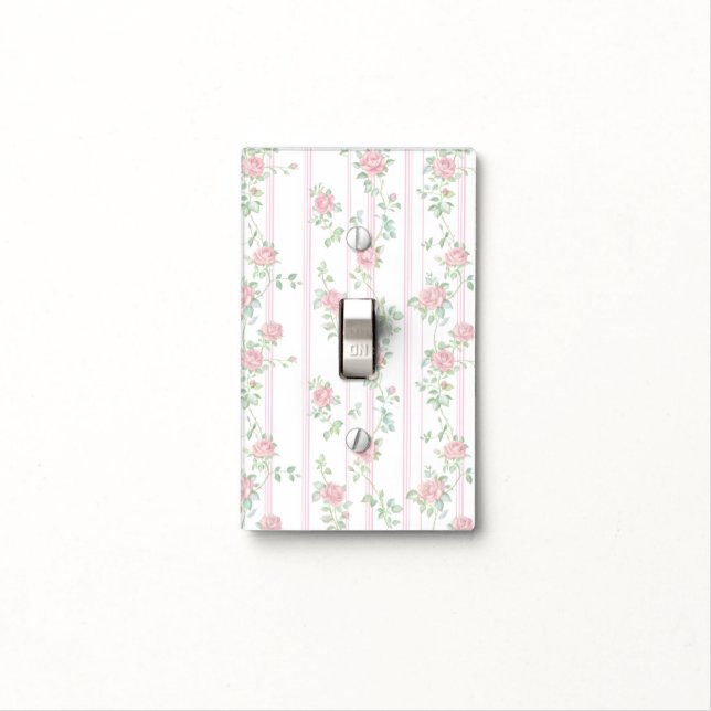 Elegant Pink Floral Light Switch Cover (In Situ)