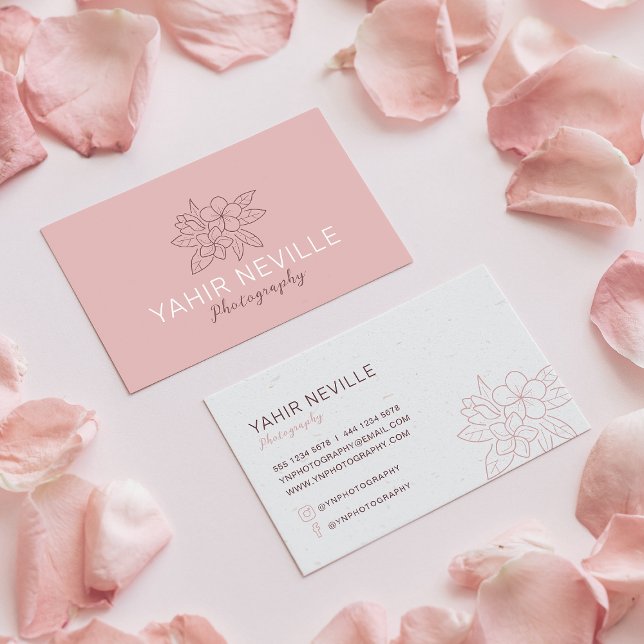 Elegant Pink Floral Logo Business Card (Creator Uploaded)
