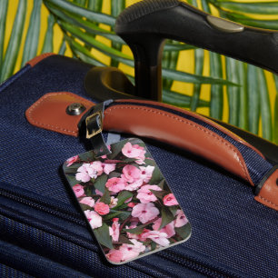 Elegant Pink Floral Luggage Tag