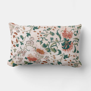 Elegant Pink Floral Lumbar Pillow