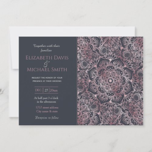 Elegant Pink Floral Mandala Design Invitation