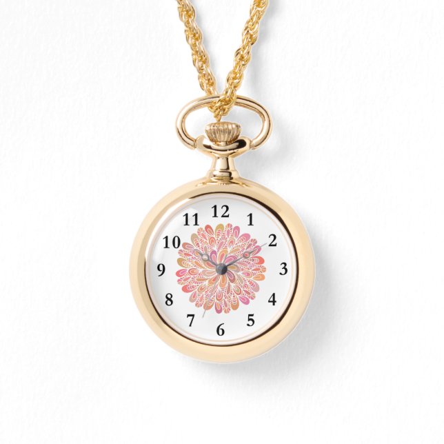 Elegant Pink Floral Mandala  Watch (Front)