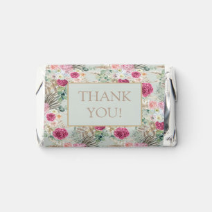 Elegant Pink Floral Mint Green Thank You Wedding Hershey's Miniatures