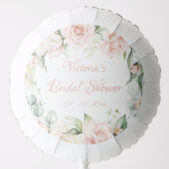 Elegant Pink Floral Modern Bridal Shower  Balloon (Front)