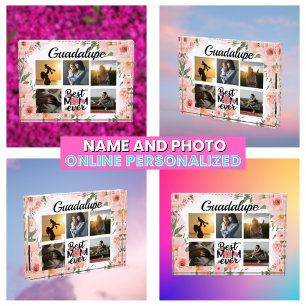 Elegant Pink Floral Modern Keepsake Photo Block