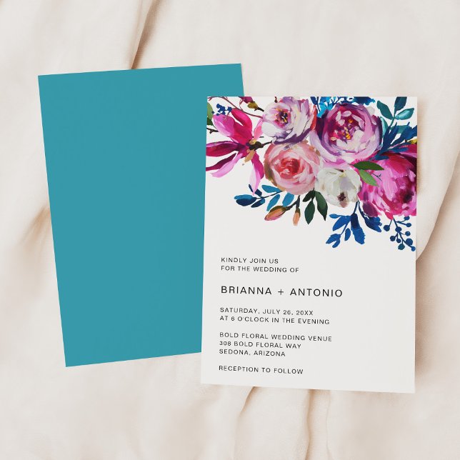Elegant Pink Floral Modern Wedding Invitation (Creator Uploaded)