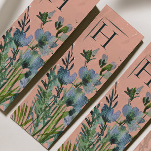 Elegant Pink Floral Monogram Bookmark