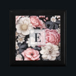 Elegant Pink Floral Monogram Gift Box<br><div class="desc">An elegant pink and grey floral gift box. Personalize it with your monogram initial. Makes a fun gift for a birthday,  Valentines Day or a bridal shower. Designed for you by Blackberry Boulevard.</div>