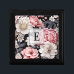 Elegant Pink Floral Monogram Gift Box<br><div class="desc">An elegant pink and grey floral gift box. Personalize it with your monogram initial. Makes a fun gift for a birthday,  Valentines Day or a bridal shower. Designed for you by Blackberry Boulevard.</div>