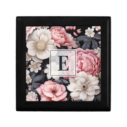 Elegant Pink Floral Monogram Gift Box